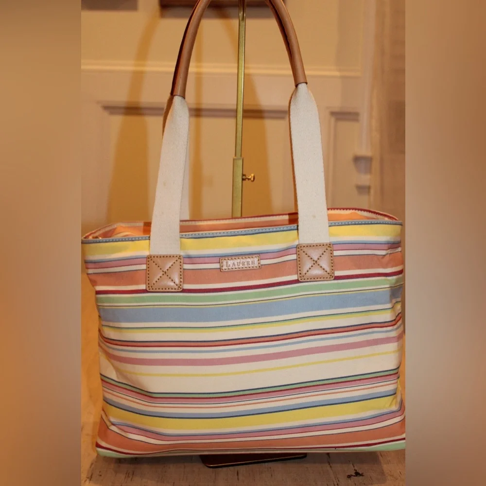 Ralph Lauren Multicolor Striped Tote Bag - Picture 1 of 5